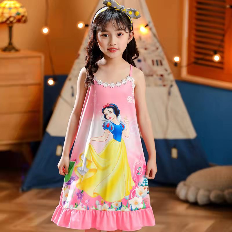 (Hello Girl)SY-02 Dress Tidur Anak Tali Kecil Motif Princess Import