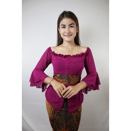 kebaya modern Sabrina lengan rumbai - kebaya polos - kebaya modern