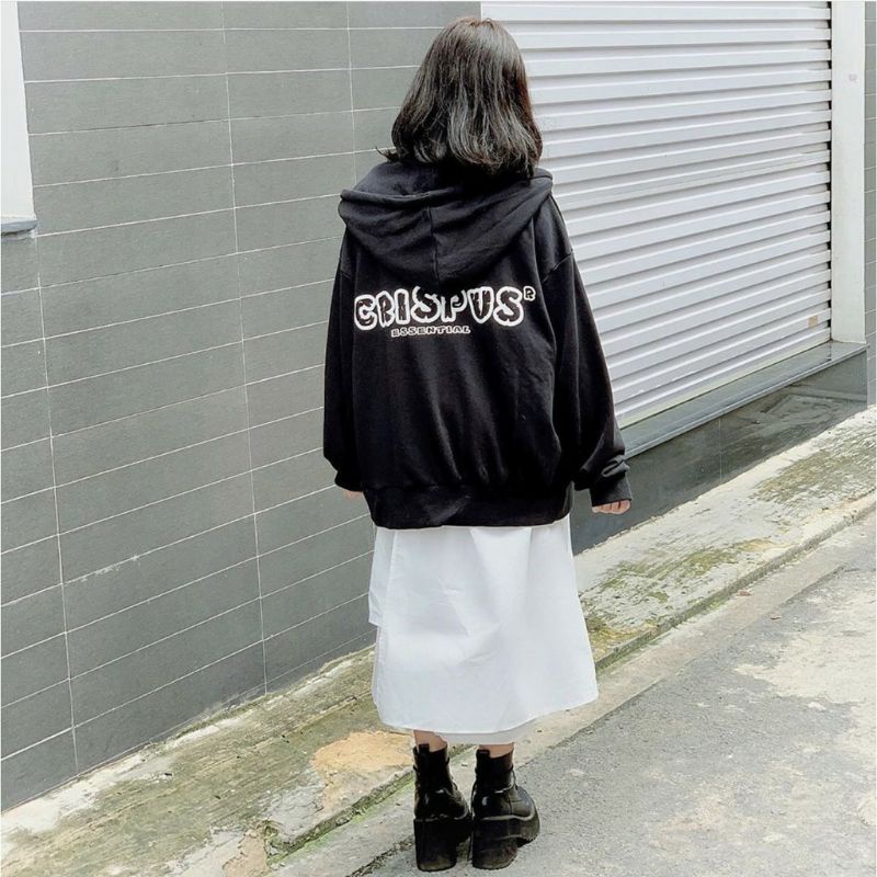 S - XXXXXL(6XL) Zip Hoodie CRISPUS ESSENTIAL BIGSIZE Jaket Resleting Korean Harajuku Style OVERSIZE Pria Wanita Jumbo 5XL 4XL 3XL 2XL XL L M S Jaketin aja