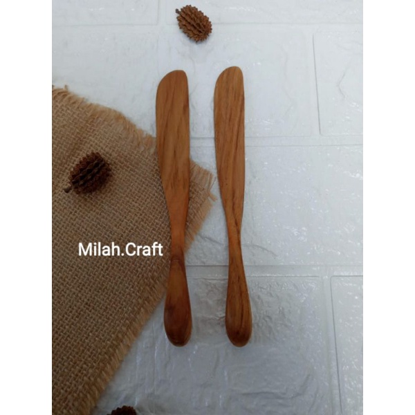 pisau mentega kayu jati/pisau oles selai/sendok oles selai