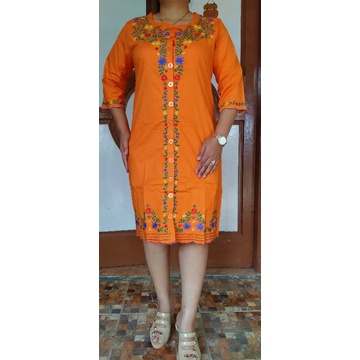 Dress bunga timbul bordir