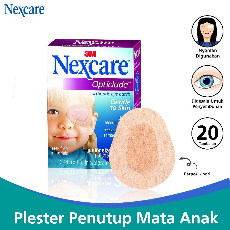 3M Nexcare Plester Penutup Mata Anak 20 Pcs Opticlude Eye Patch Junior Terapi Mata Malas & Juling Re