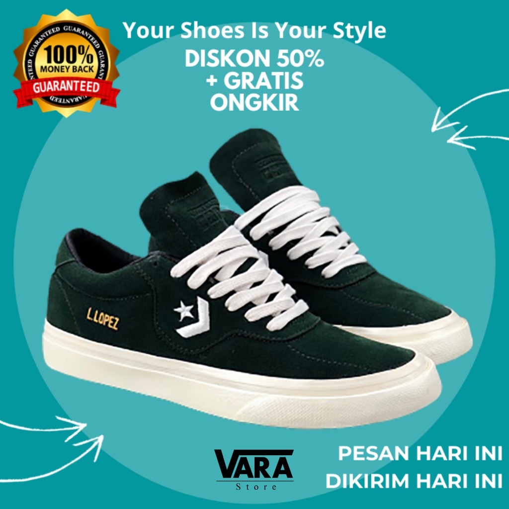 (BISA GRAB) CONVERSE LOW LOPEZ SUEDE ARMY / SEPATU CONVERSE L LOPEZ / CONVERSE LOPEZ ORIGINAL