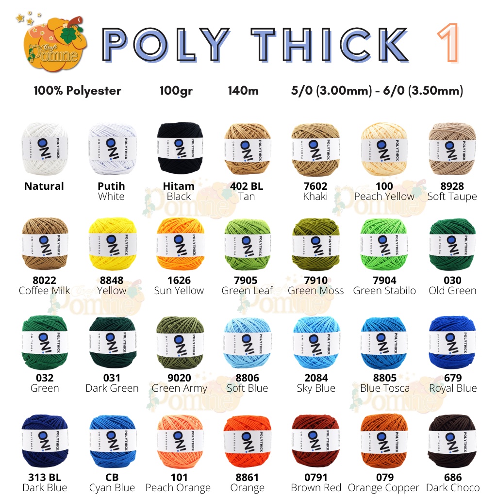 NEW!! POLY THICK ONITSUGA HARGA TERMURAH BENANG RAJUT POLI (Polyester Yarn) - POLYTHICK