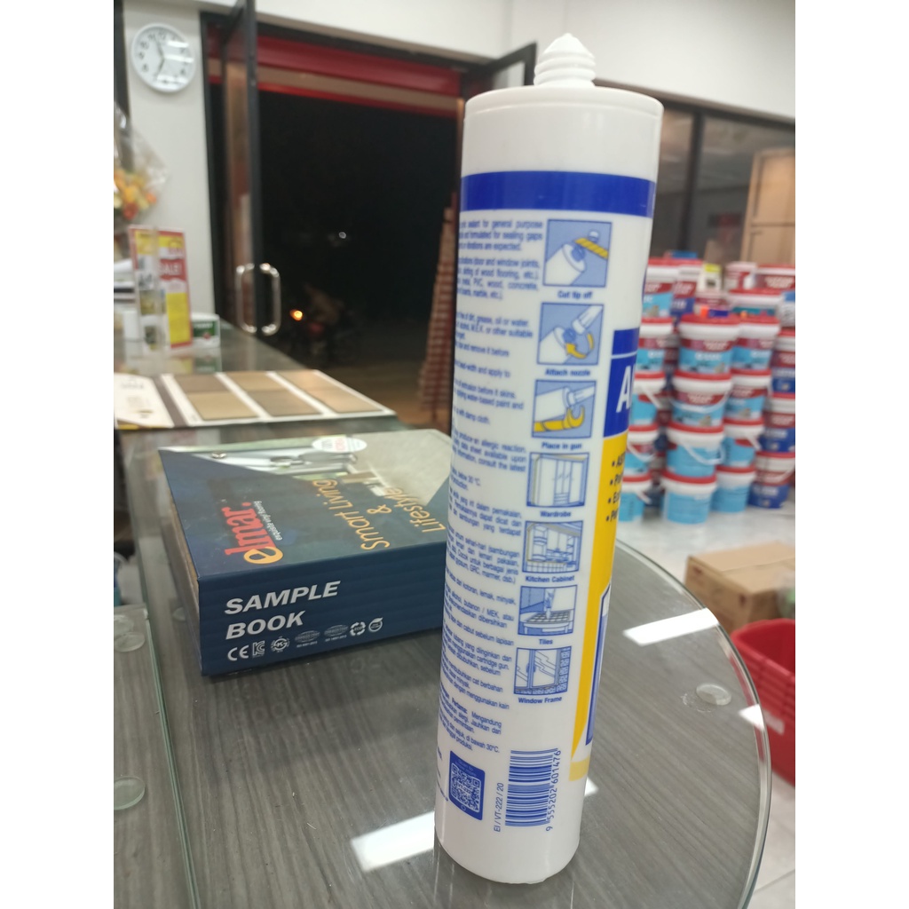 Lem Kaca/ Lem aquarium/ Lem Silicone ACRYLIC Sealant VT-222 450gram X GLAZING X GP X DOWSIL X DEXTONE SIKA