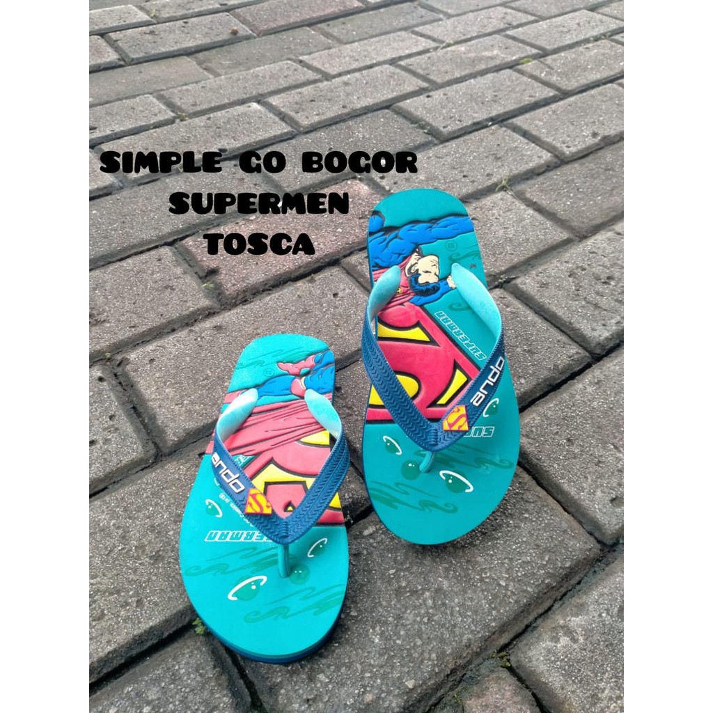 SANDAL JEPIT ANAK SD SMP MERK ANDO KARAKTER SUPERMAN  SPM 103 33-37