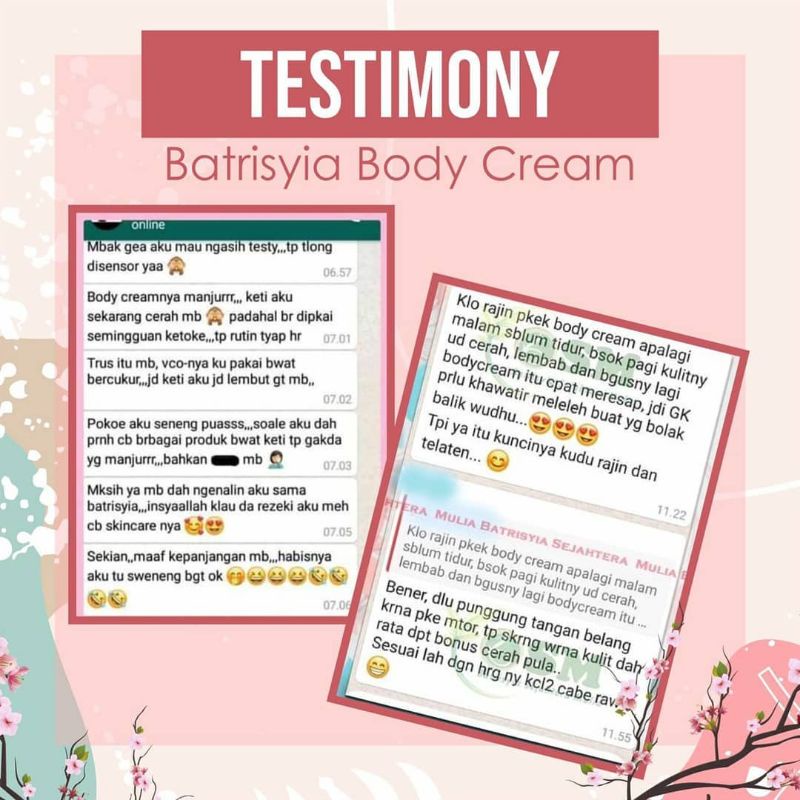 Body Cream Batrisyia/ pencerah kulit  aman bpom/penghilang bekas luka strechmark