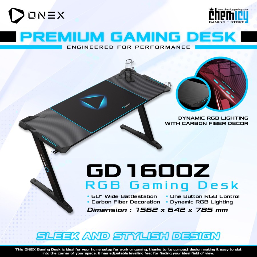 OneX GD1600Z RGB Gaming Desk / Meja Komputer Gaming