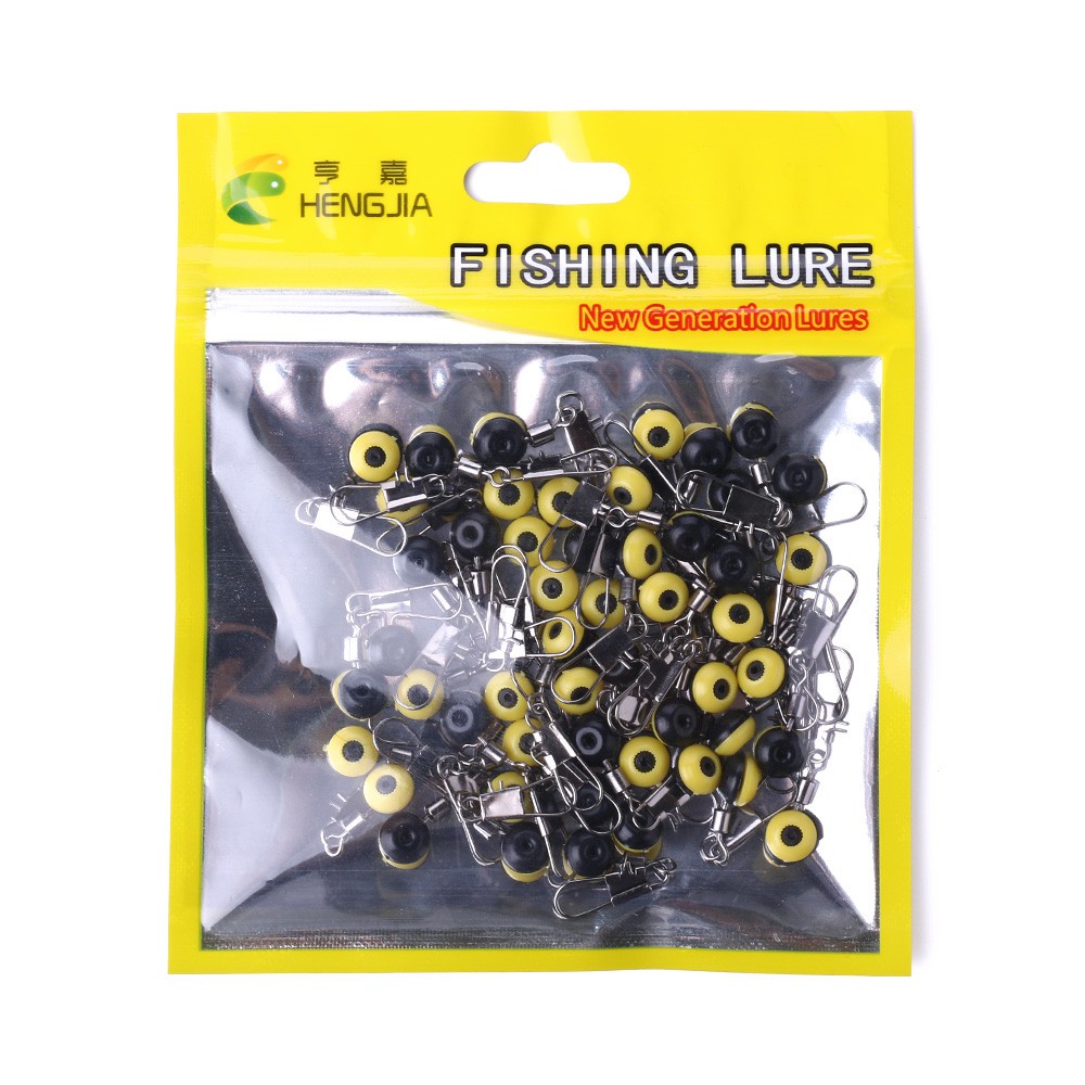 HENGJIA 50PCS/Bag Fishing Float Bobber Space Beans Interlock Snap Connector Sea Fishing Lure