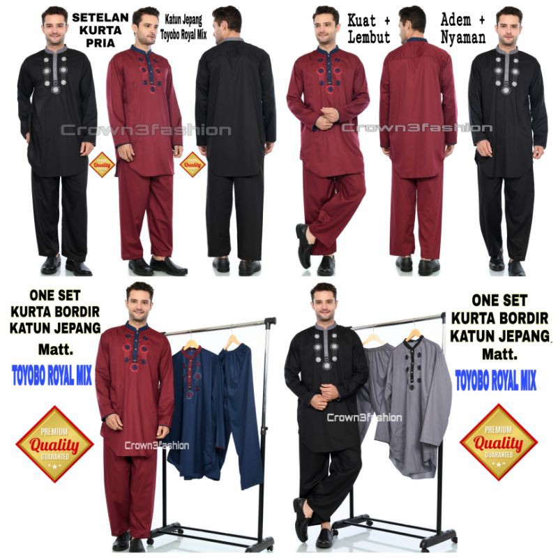 Setelan koko kurta katun jepang bordir berkualitas One Set *COD OK