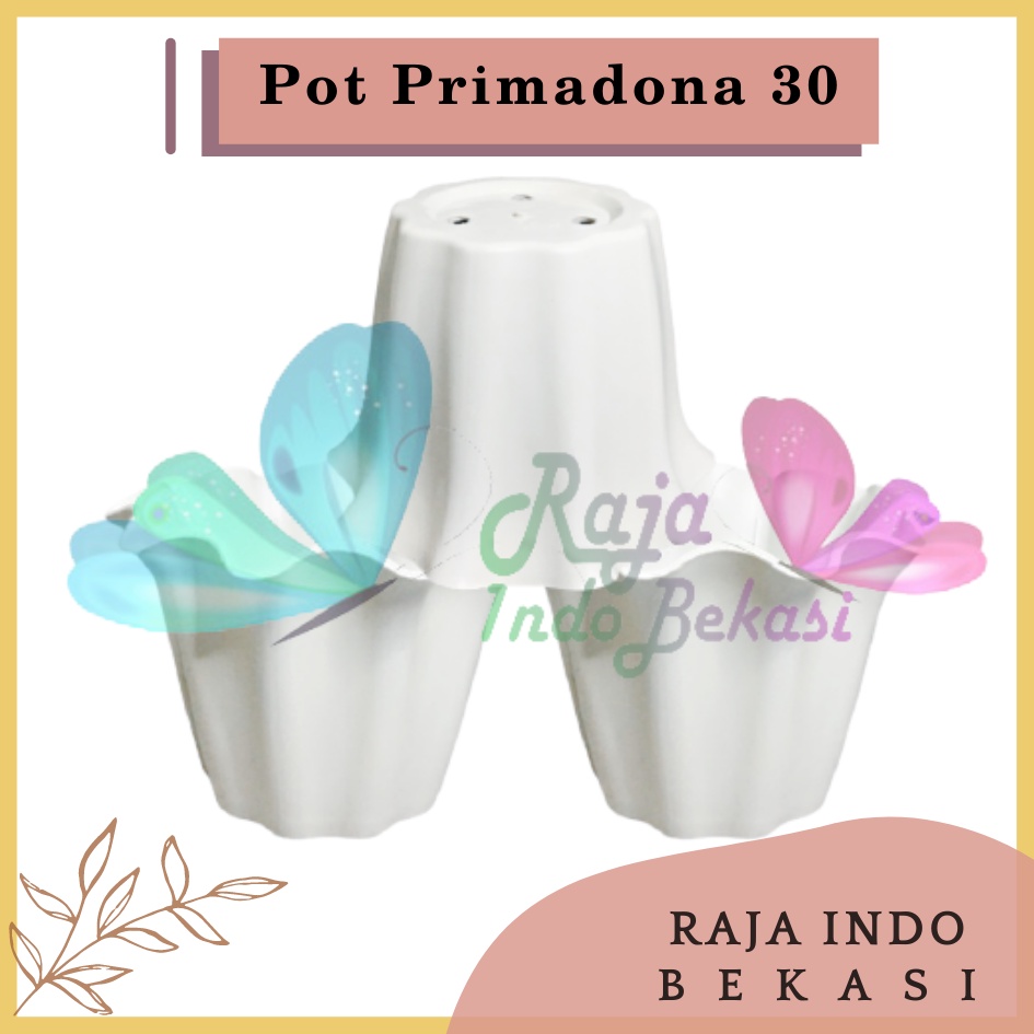 Pot Shallom Primadona 30 Putih - Pot Bunga Plastik Putih Cantik Tebal Gelombang Bagus Pot Primadona 15 20 25 30 35 40 Putih Pink Hitam