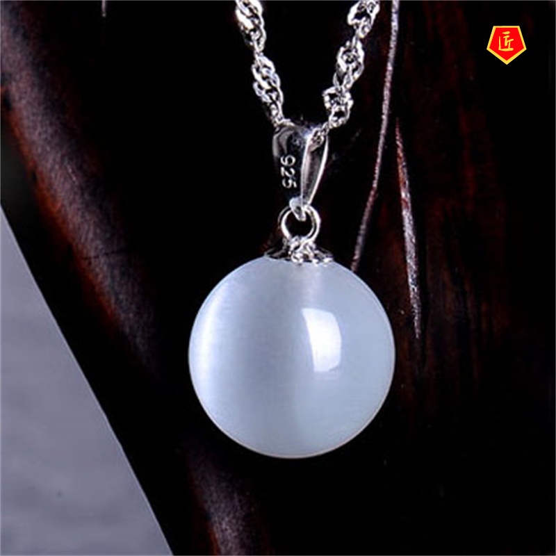 [Ready Stock]White Opal Pendant Necklace Women's Simple Fashion