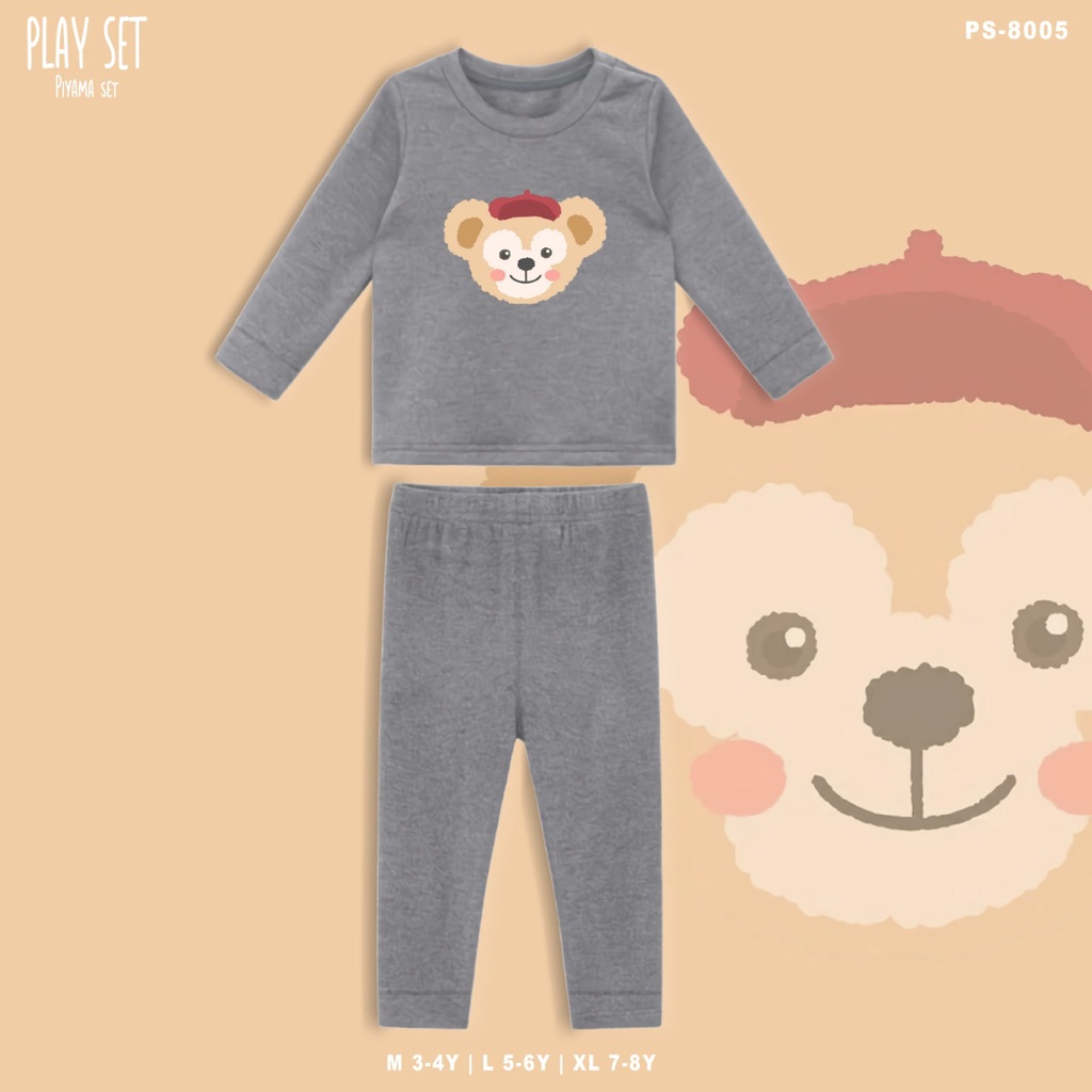 PLAYSET PAJAMAS ANAK BERGAMBAR TEADY / BAJU TIDUR ANAK SET / TERMURAH