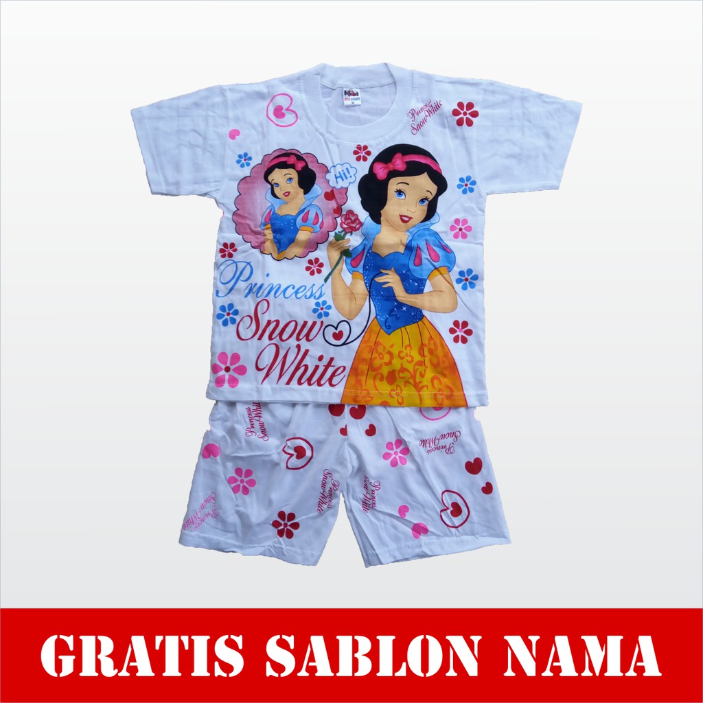 Baju Anak Setelan Snow White Kaos Anak Laki-Laki Perempuan Murah Gratis Custom Nama