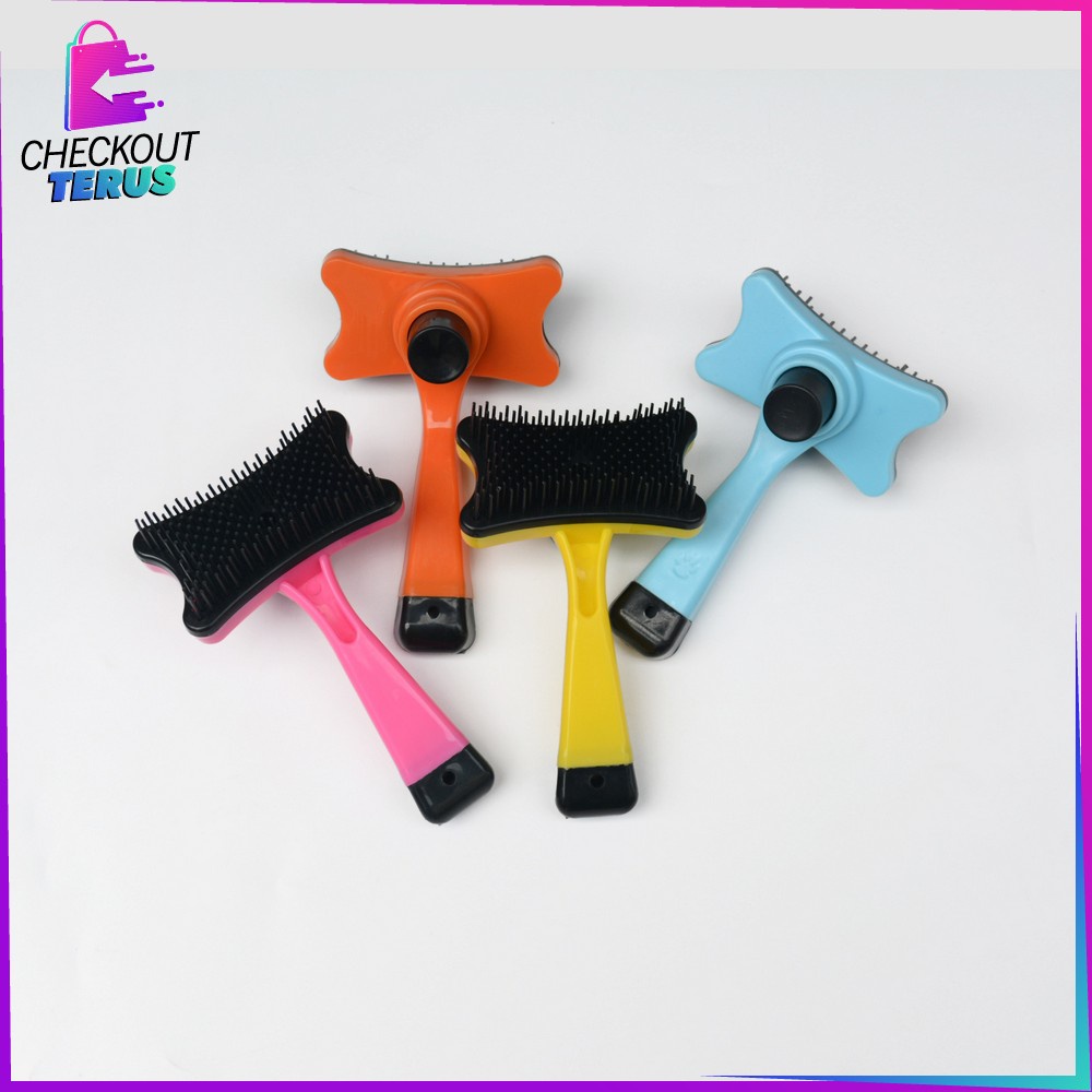 CT C574 Sisir Grooming Tombol Otomatis Sisir Untuk Kucing Anjing Sikat Hewan Peliharaan Pet Brush Sisir Bulu Hewan Alat Pembersih Bulu Kucing