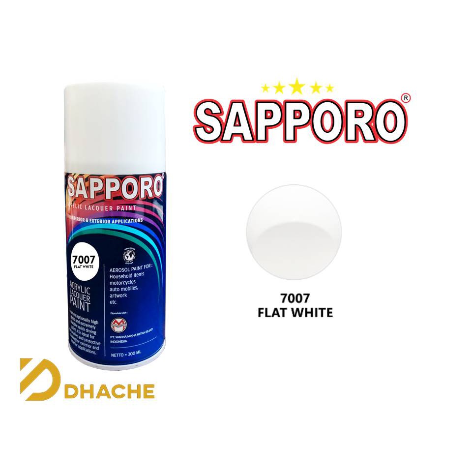 Sapporo Paint Flat White 7007 / Putih Doff / cat semprot / pylox