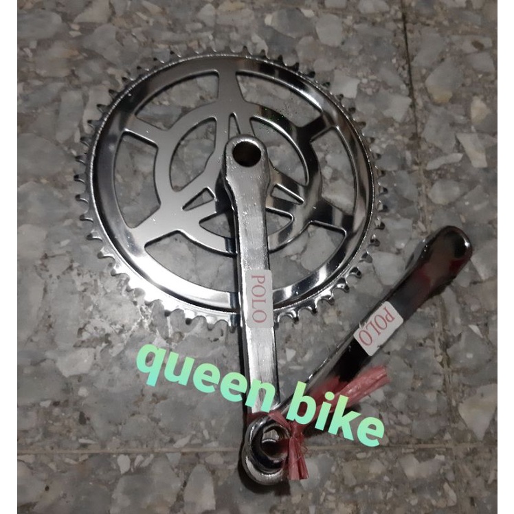 Crank piringan Gir ger depan tengah sepeda Patek pen 48T single speed untuk sepeda jengki onta unta becak POLO