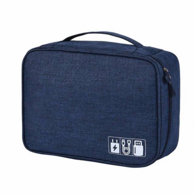 TAS TRAVEL Digital NAVY & UNGU Kabel charger pouch bag organizer HP