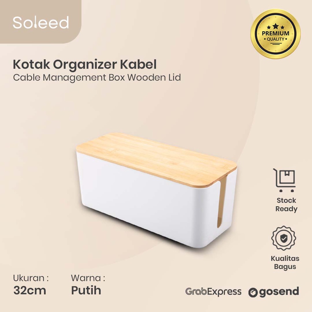 KOTAK ORGANIZER KABEL CHARGER CABLE MANAGEMENT BOX TUTUP BAMBU