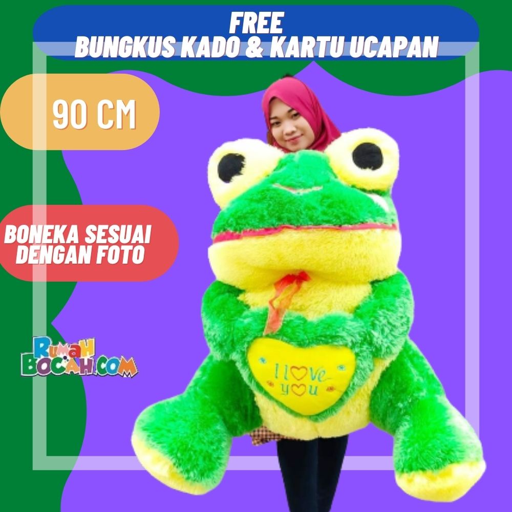 Boneka Keropi 90 cm Jumbo Besar Karakter Keropi Hijau Tua untuk Kado Ulang Tahun Kado Anniversary Ka