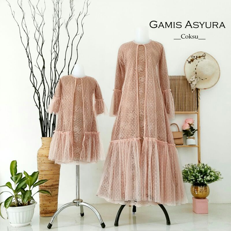 gamis cewek dress wanita muslim baju terusan perempuan couple ibu anak remaja dewasa pakaian lebaran