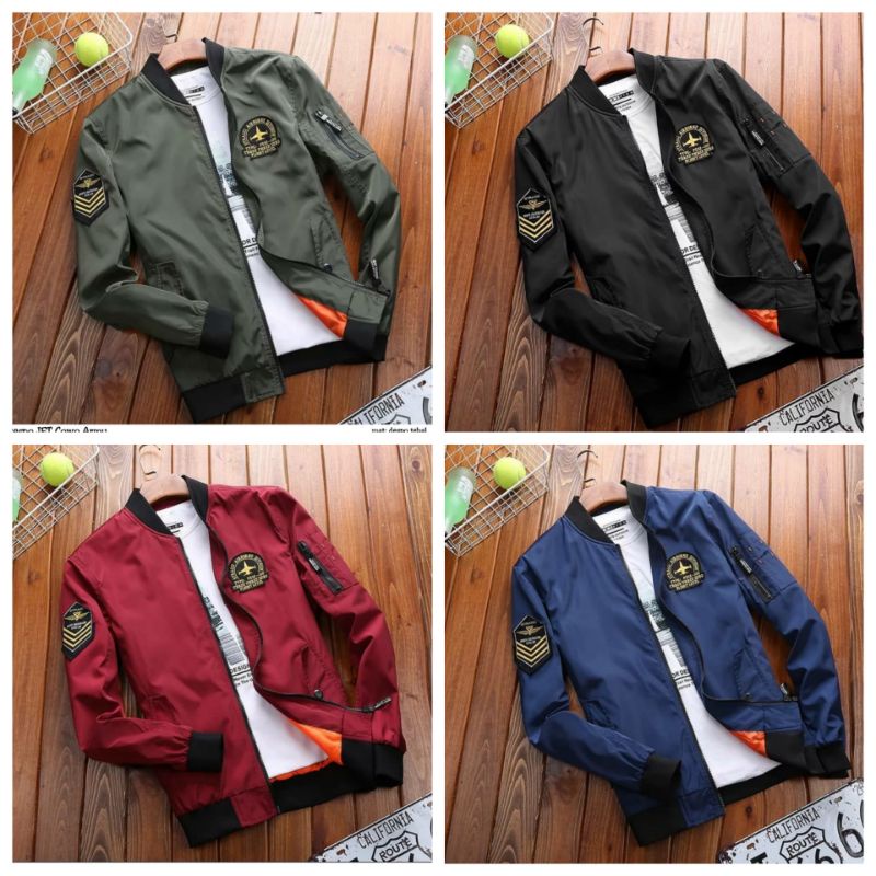 Jaket Bomber Cowok Cewek Emblem Army Kualitas Distro