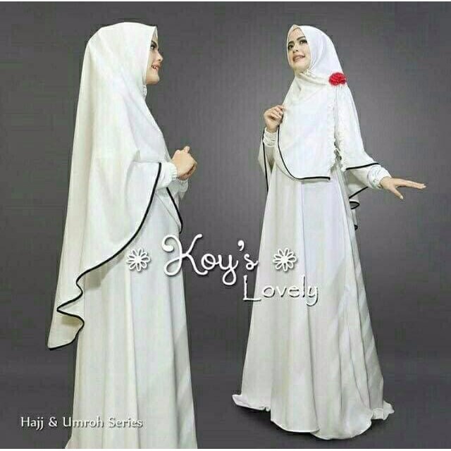 ORIGINAL BESTSELLER gamis syari putih polos list hitam bahan jersey premium bu good merchant
