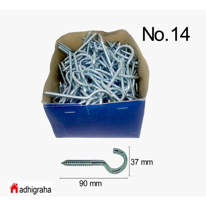 12Pcs Sekrup Hak Mata Buka No 14 Vico Ring Skrup Gantung Chrome