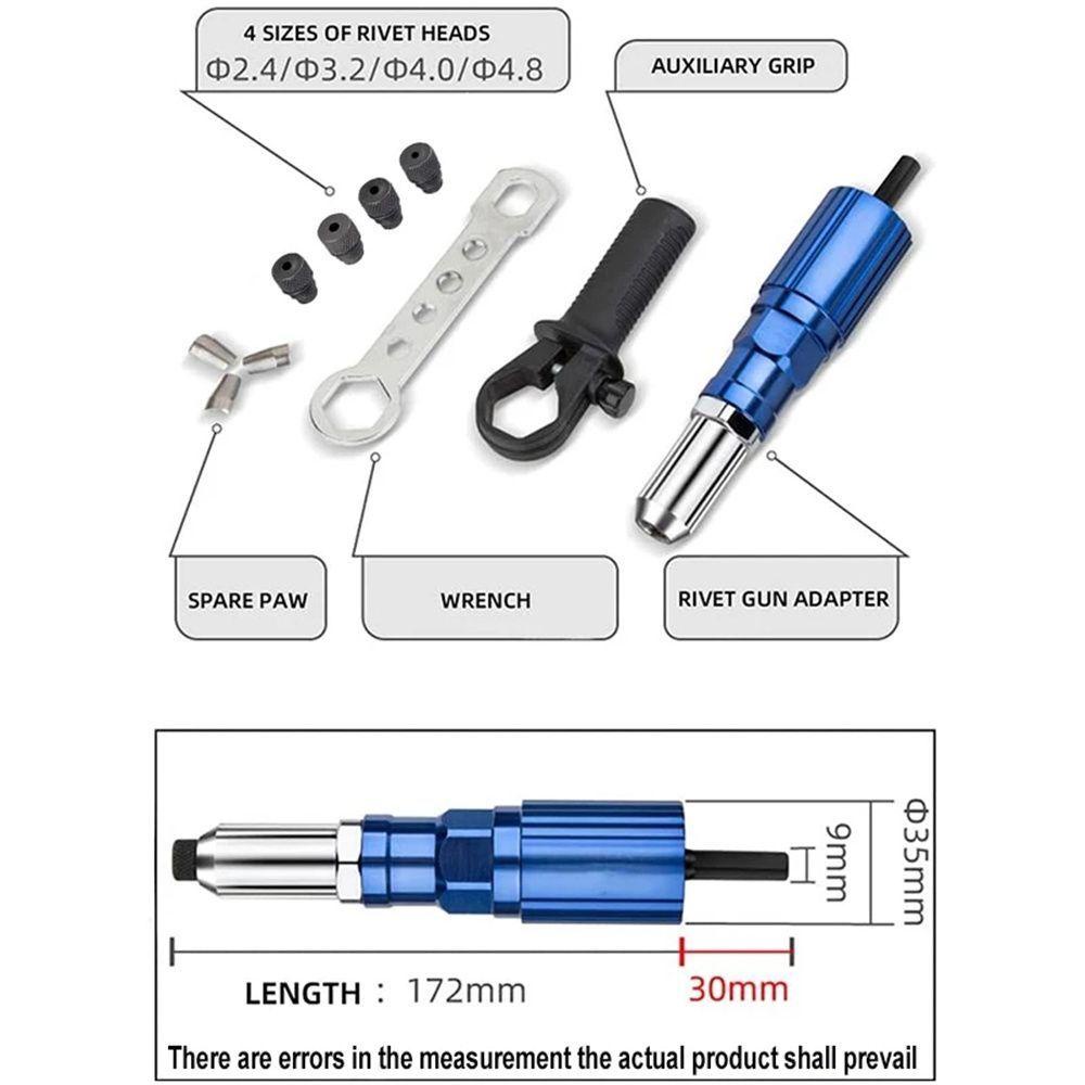Solighter Rivet Gun Adapter Spare Paw With Wrench Handle Power Drills Aksesoris Untuk Menarik Alat Rivet