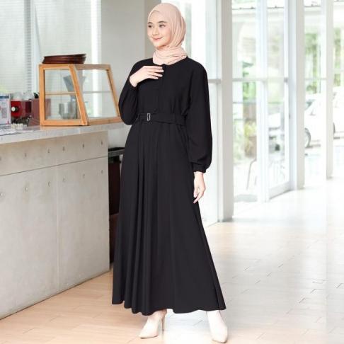 GAMIS TERBARU REMAJA BRUKAT JUMBO RAYON POLOS HITAM - DIYAFASHION