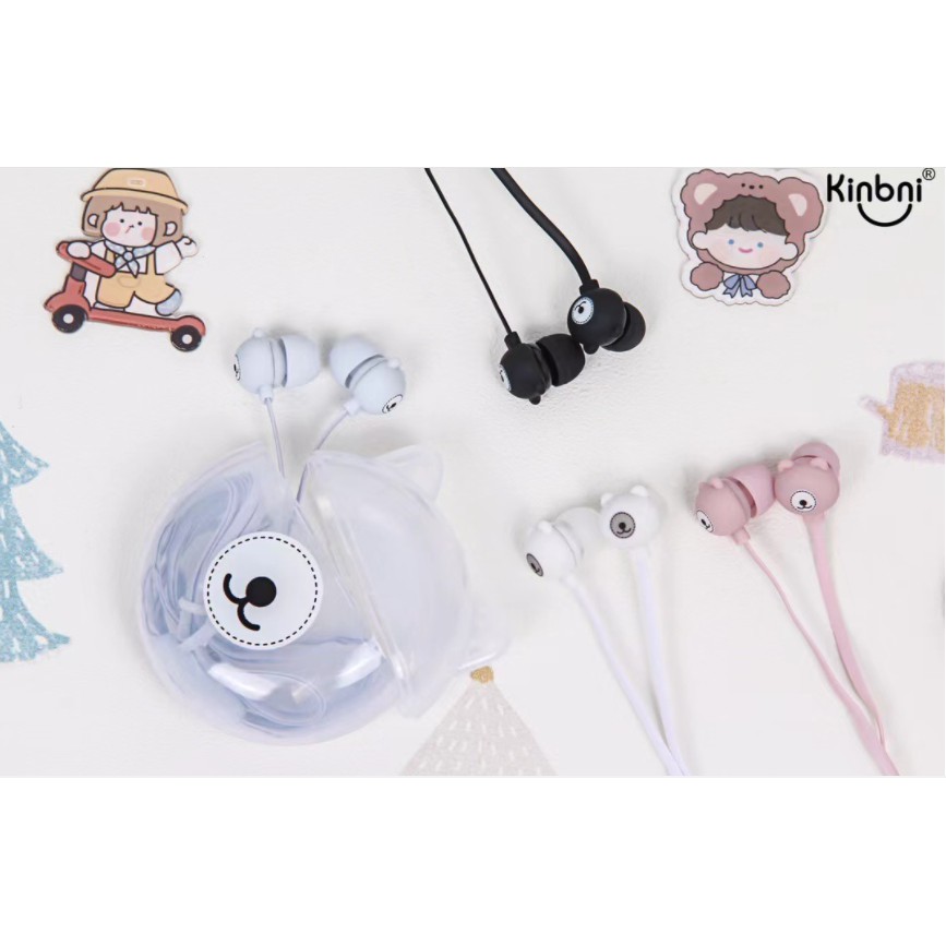 [KN-8213] Set Earphone Karakter BERUANG TRANSPARAN / Wadah Earphone Lucu Bentuk Kepala Beruang Bear