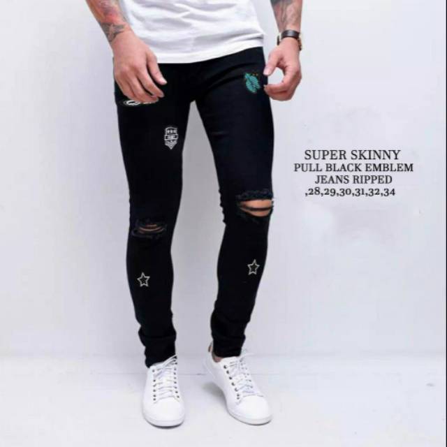 PREMIUM Celana Jeans Pria Straight Sobek | SKIES ID