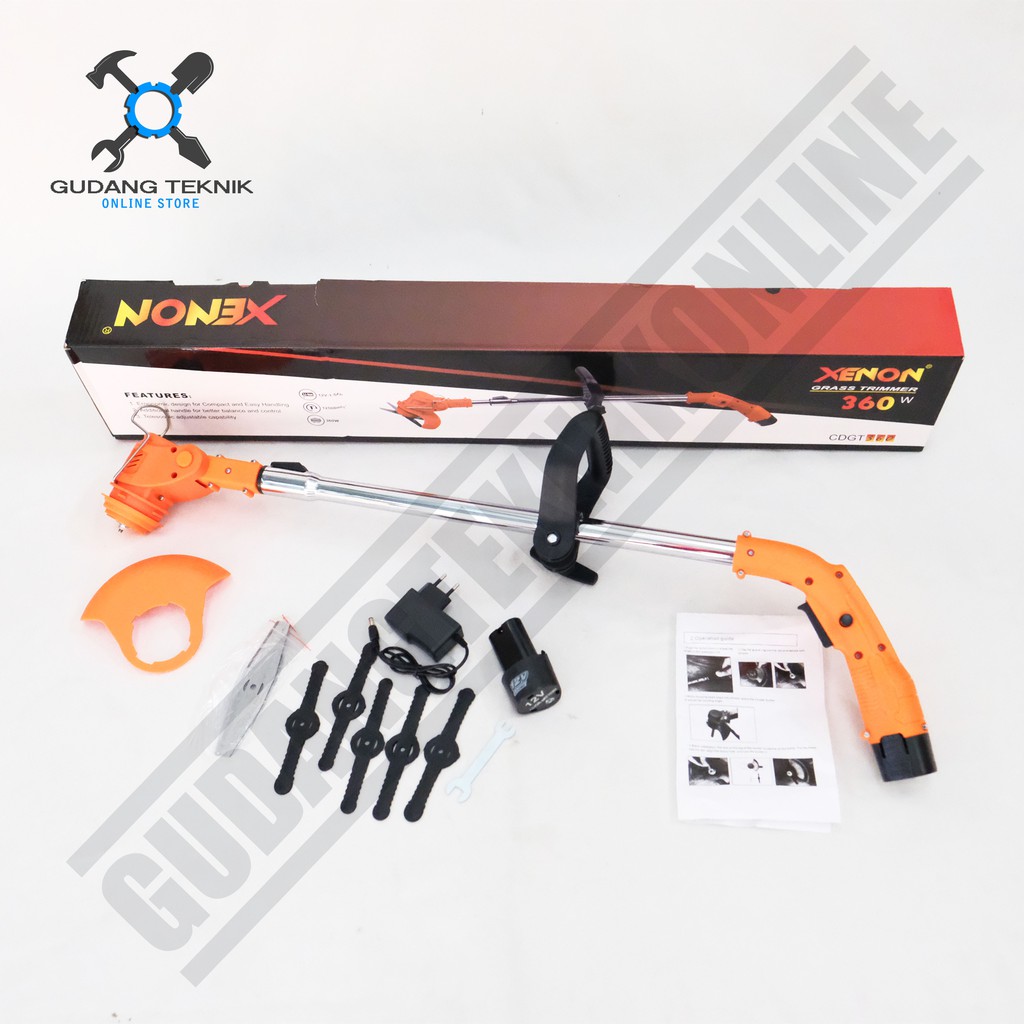 XENON CDGT360 Mesin Potong Rumput CORDLESS Grass Cutter Trimmer 12V - Pemotong Rumput Baterai Battery CDGT 360 XENON