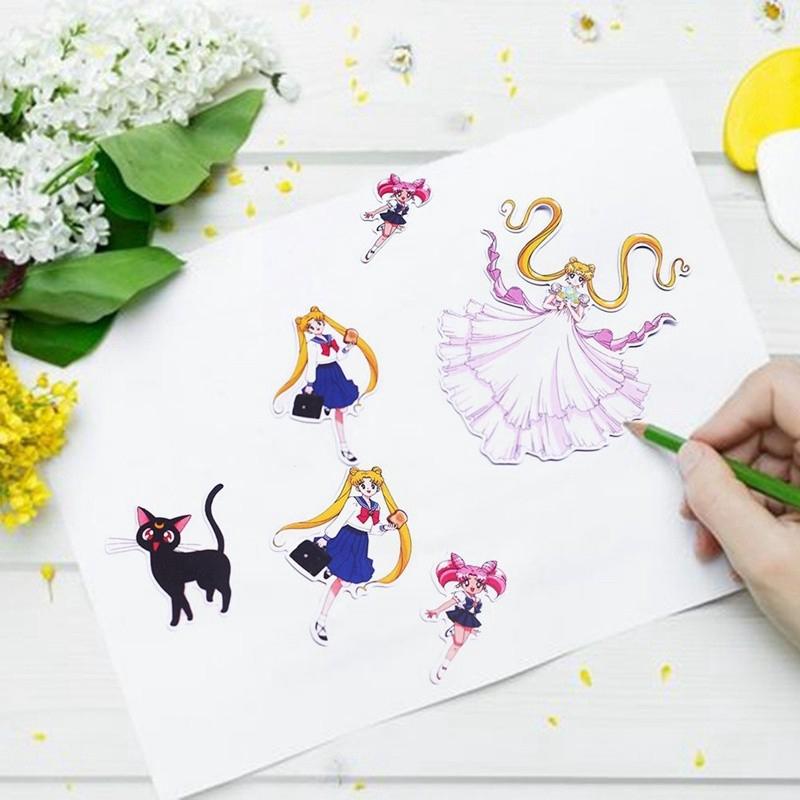 10pcs set Stiker Motif Kartun  Sailor  Moon  Untuk Koper 