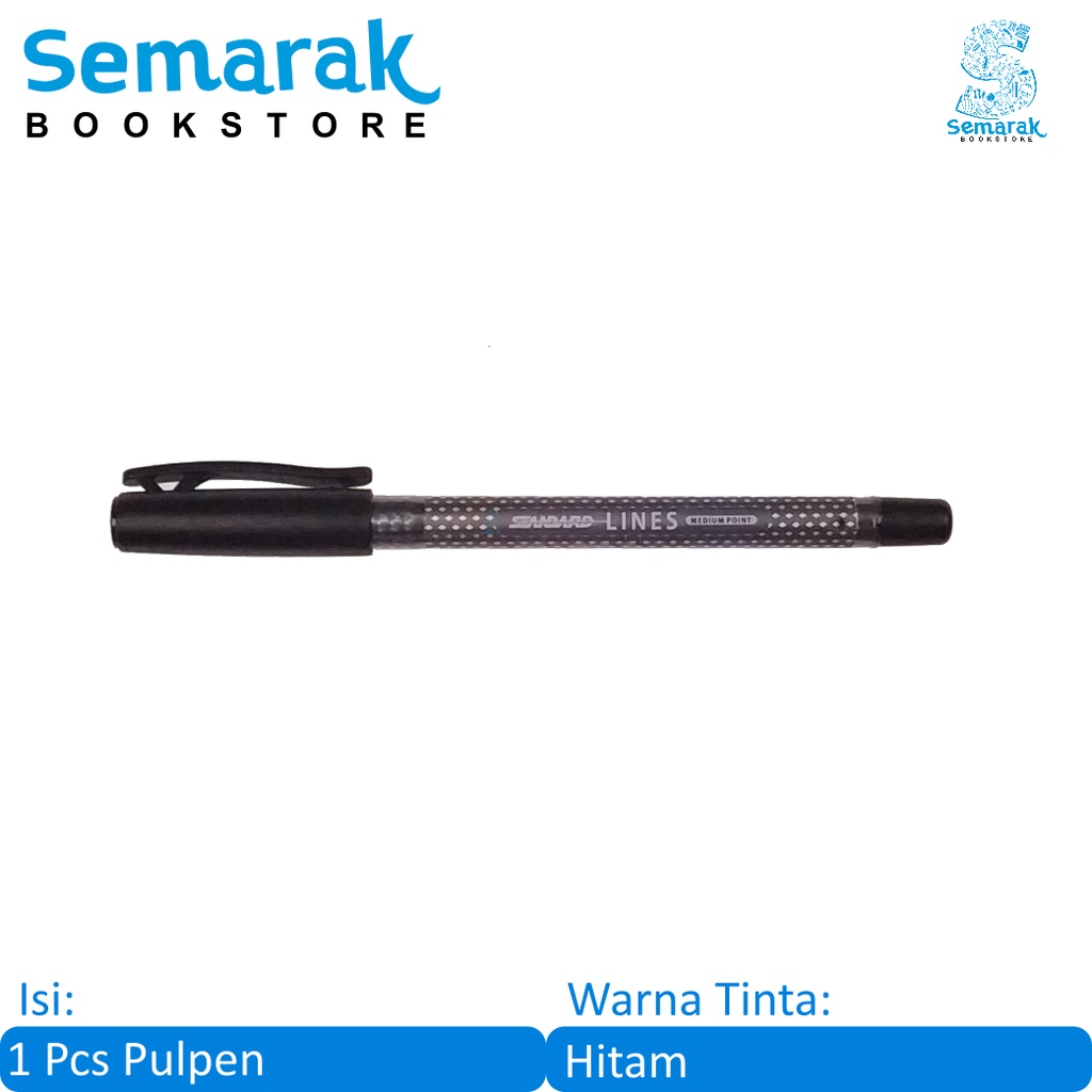 

Standard Lines Medium Point Gel Pen Pena Jel - Hitam