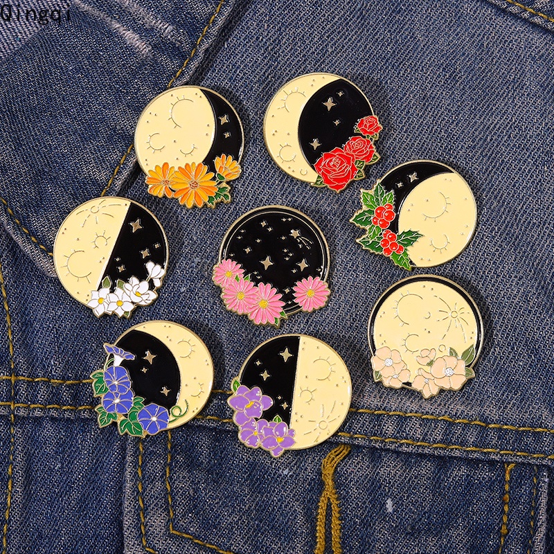 Bros Pin Enamel Bentuk Bunga Daisy Mawar Morning Glory Bahan Metal Untuk Pasangan