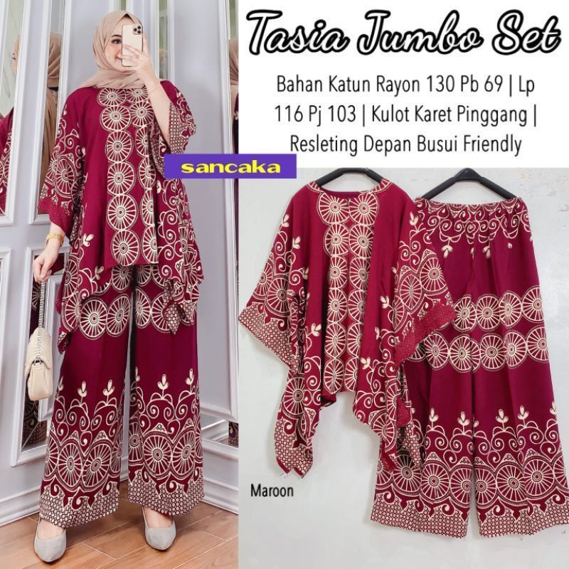 BISA COD TASIA JUMBO SET SETELAN JUMBO LD 130 SETELAN WANITA BY SANCAKA