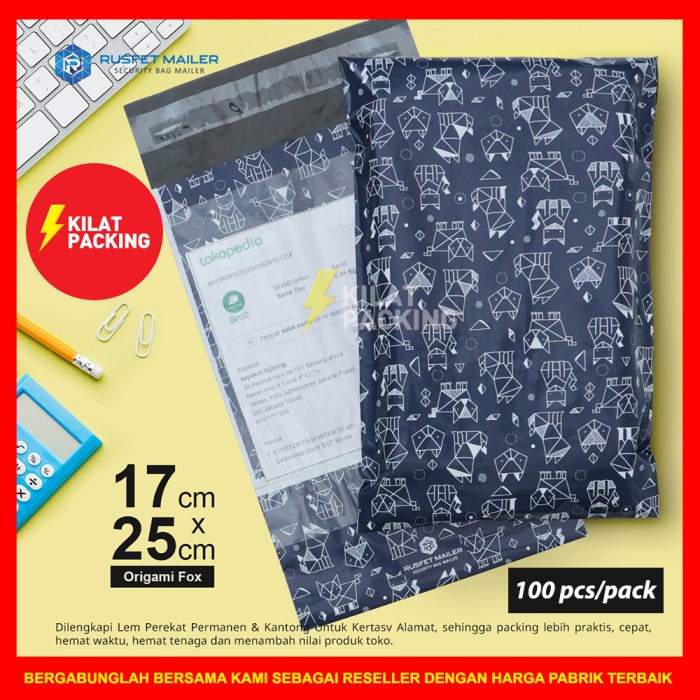 

Cuci Gudang Polymailer Amplop Packing Dog Origami Rusfet Termurah /Pack 17X25 Limited