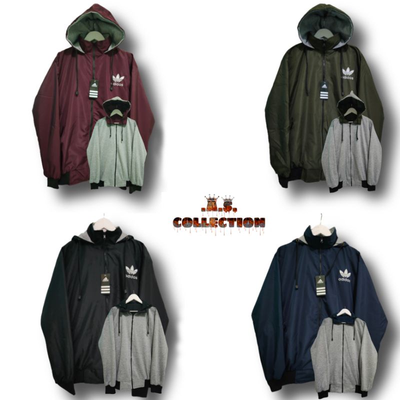 Jaket Adidas Bb jumbo XXL ( Bolak-balik) 2in1 ,{Bayar di Tempat/COD}