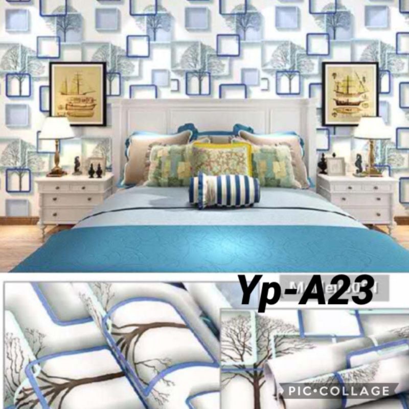 Wallsticker/wallpaper sticker/wallpaper/wallsticker murah/sticker 3D/wall sticker 3D/sticker dinding-3D KOTAK  BIRU