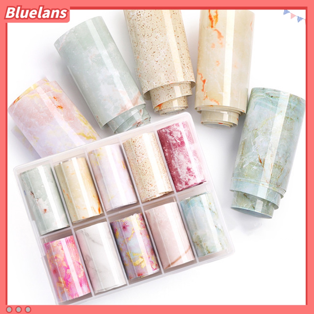 Bluelans 10 Rol / Kotak Stiker Kuku Motif Print Warna-Warni Bahan PVC Untuk Aksesoris Manicure Wanita