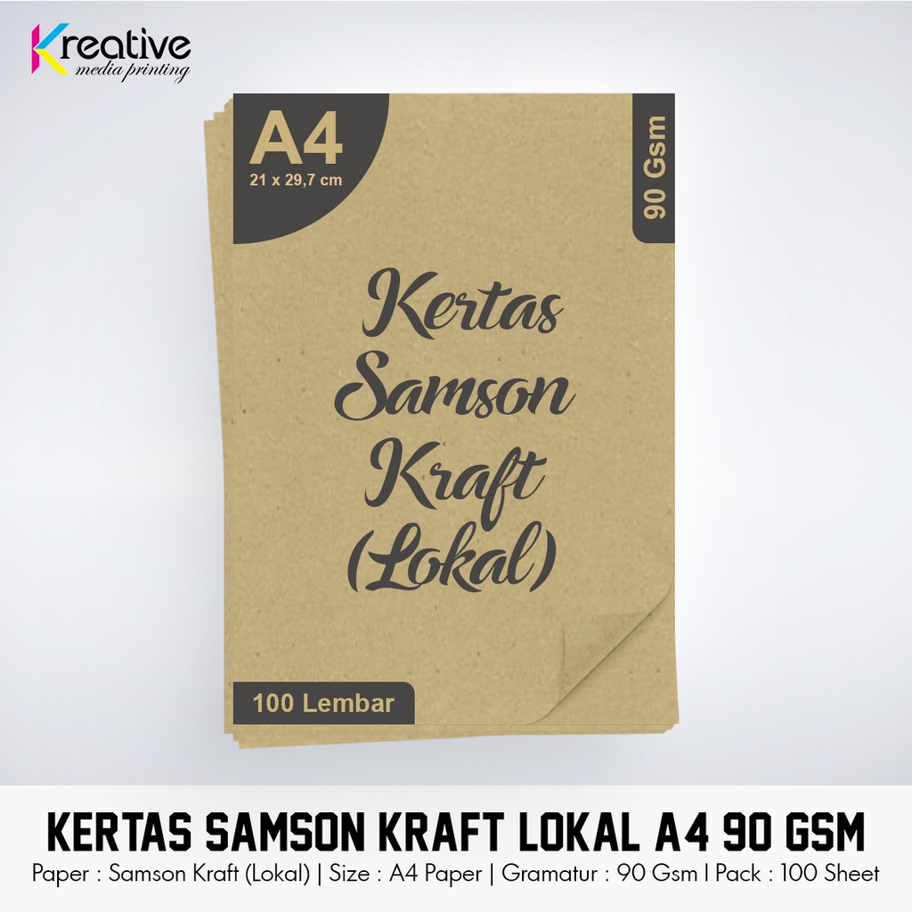 

Kertas Samson Kraft Lokal (A4 / 90 gsm / 1 pack = 100 lbr)