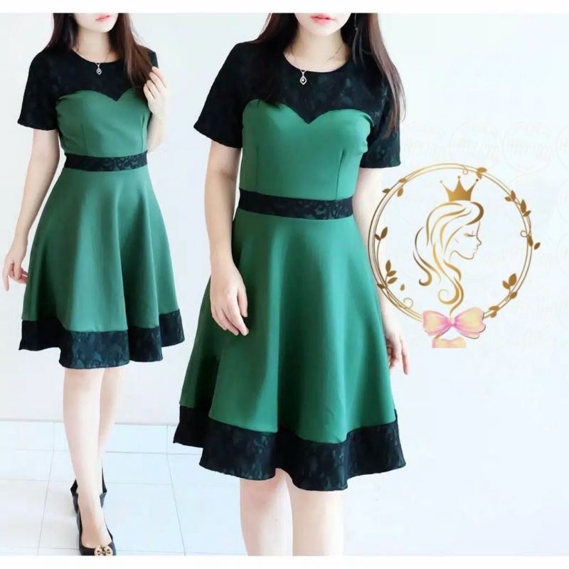 DRESS ANGELA FASHION PAKAIAN WANITA GAUN BAHAN BALOTELLI CTHM