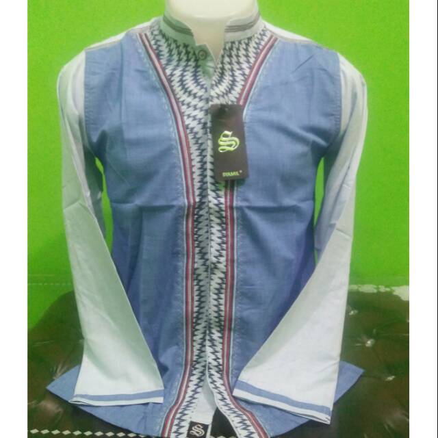 Baju Koko Warna Lengan Panjang Bordir Syamil atau Syahdika