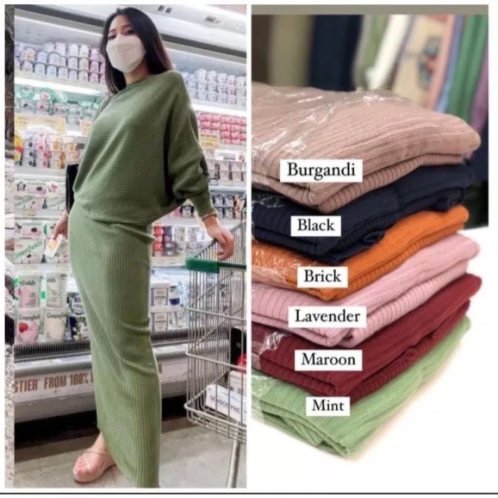 BATWING SET RAJUT DAN ROK // SET KALONG BATWING RAJUT PREMIUM