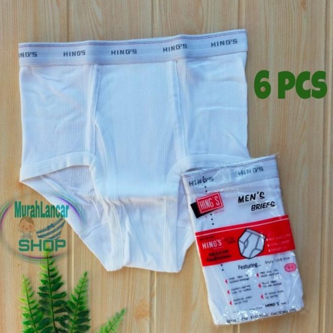 6PC - CELANA DALAM PRIA HINGS PUTIH GROSIR - CD COWOK BAHAN KATUN MOTI GJHU36545