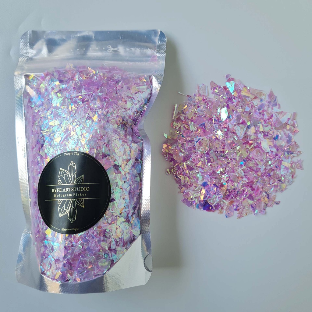 BYFE HOLOGRAM AURORA FLAKES GLITTER bahan kerajinan art 25gram