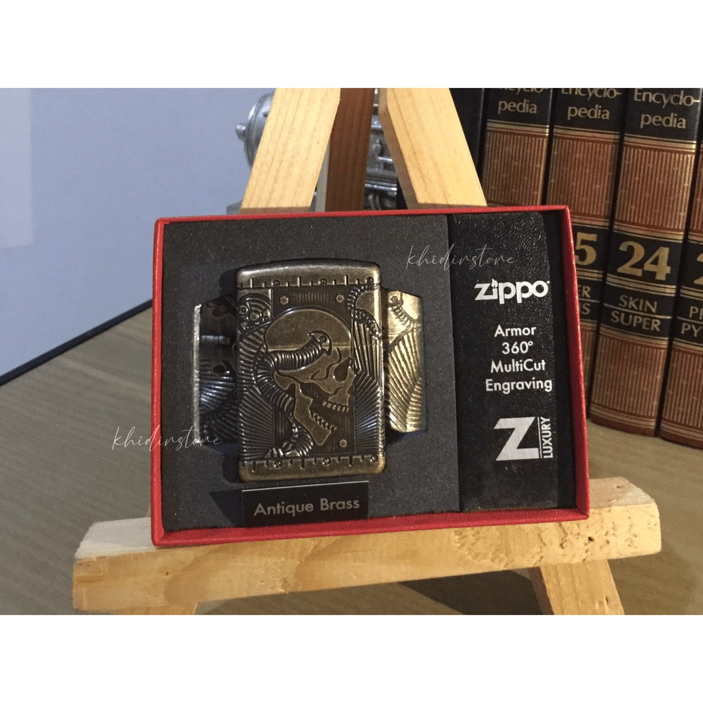 Zippo 360° Armor MultiCut Engraving Antique Brass Steampunk Original US