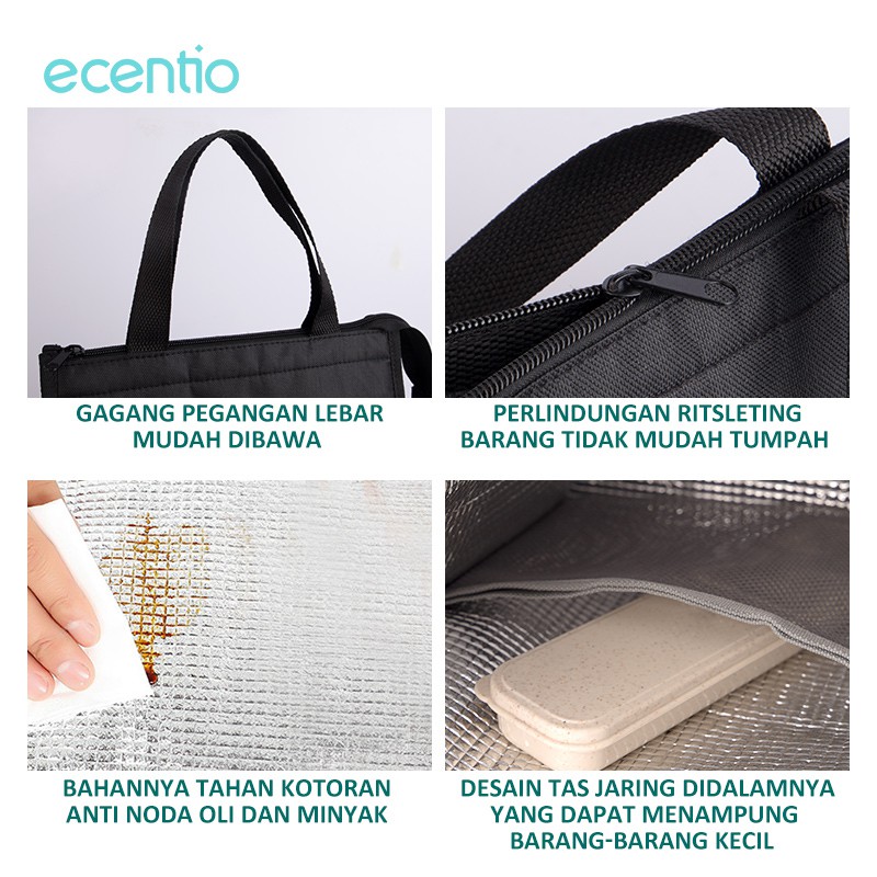 ecentio tas bekal lunch bag/Tas Bekal/Alumunium Foil Lunch bag /Tote bag Waterproof Big tas lunch