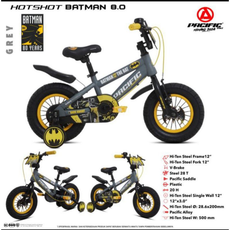Sepeda Anak Pacific BMX HOTSHOT BATMAN 8.0 12 Inch Garansi SNI-2